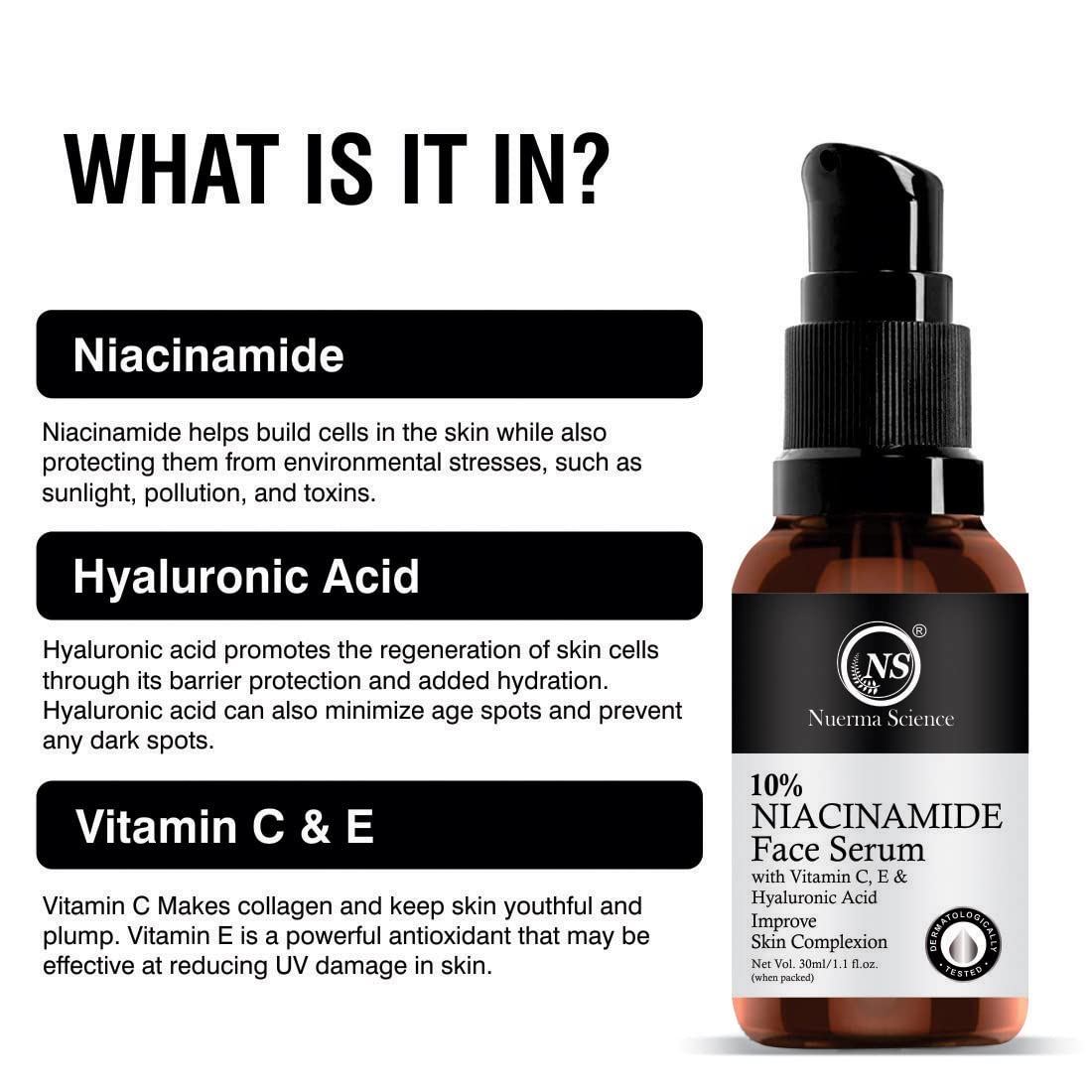 Nuerma Science 10% Niacinamide Face Serum | Plump, Smooth, Radiant Skin - Distacart