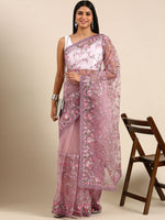 Thumbnail for kasee Floral Embroidered Net Saree - Distacart