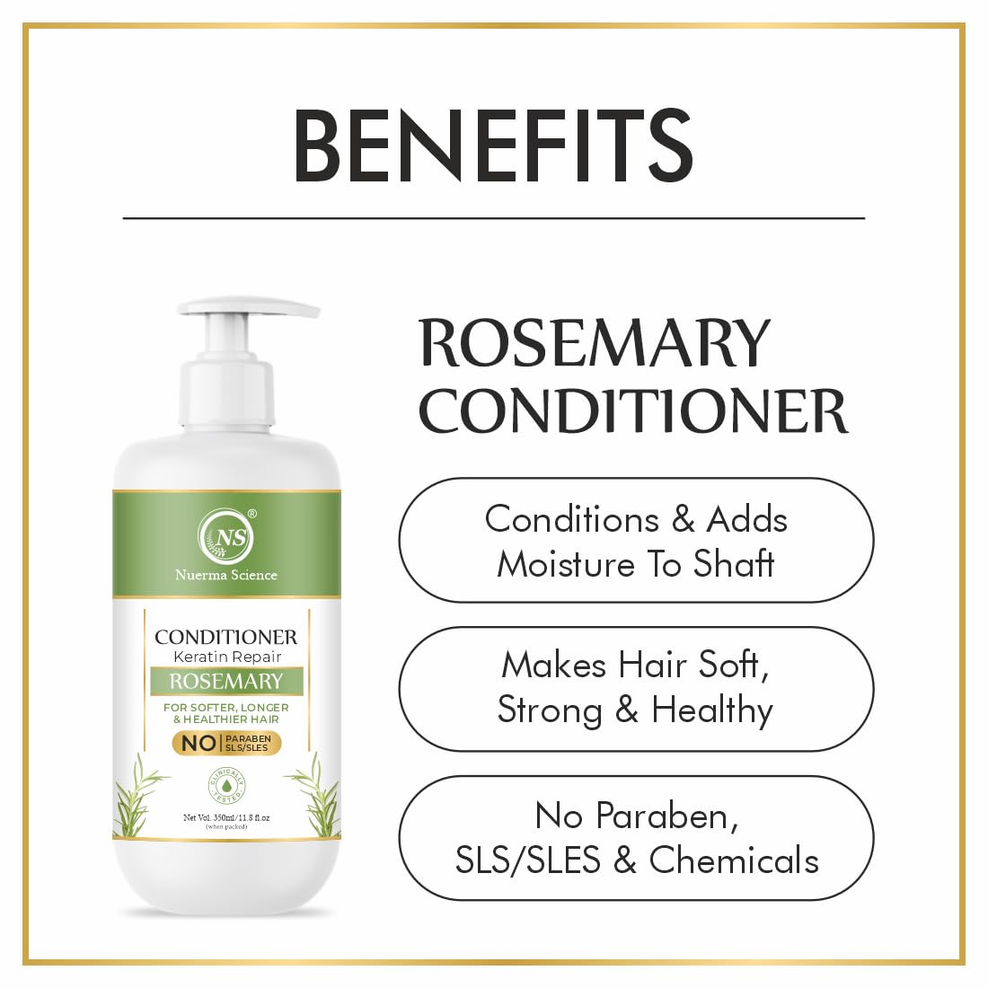 Nuerma Science Keratin Repair Rosemary Hair Conditioner for Softer, Longer & Healthier Hair - Distacart