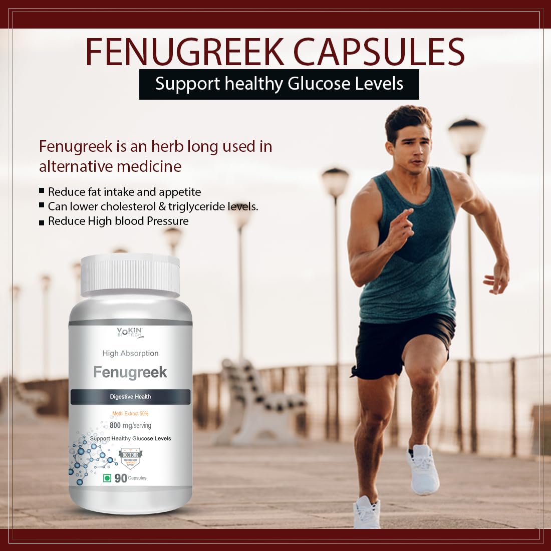 Vokin Biotech Fenugreek Seed Extract Supplement 500mg, Silymarin Extract 300mg Support Healthy Glucose Levels,90 capsules