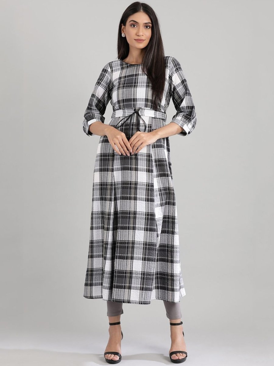 AURELIA Black Checked Empire Midi Dress - Distacart