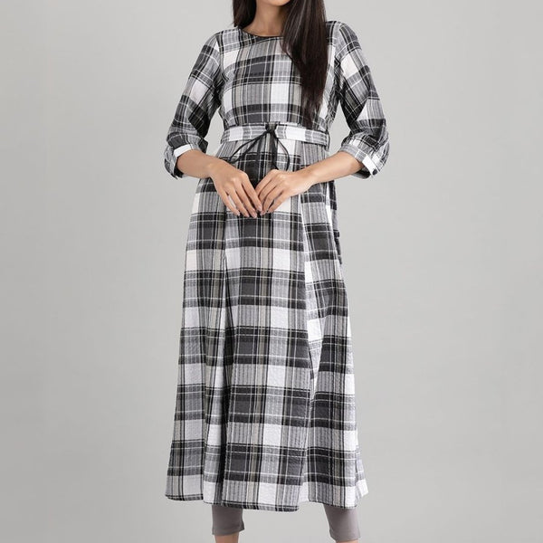 AURELIA Black Checked Empire Midi Dress - Distacart