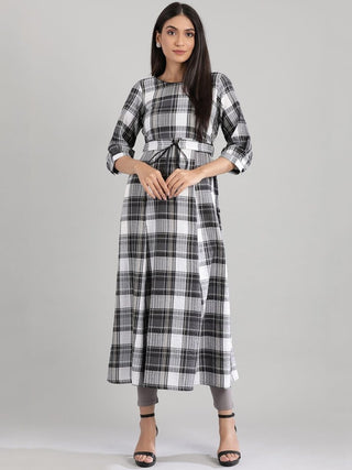 AURELIA Black Checked Empire Midi Dress