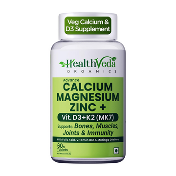 Health Veda Organics Calcium Magnesium & Zinc Vitamin D3 & B12 Tablets - Dista