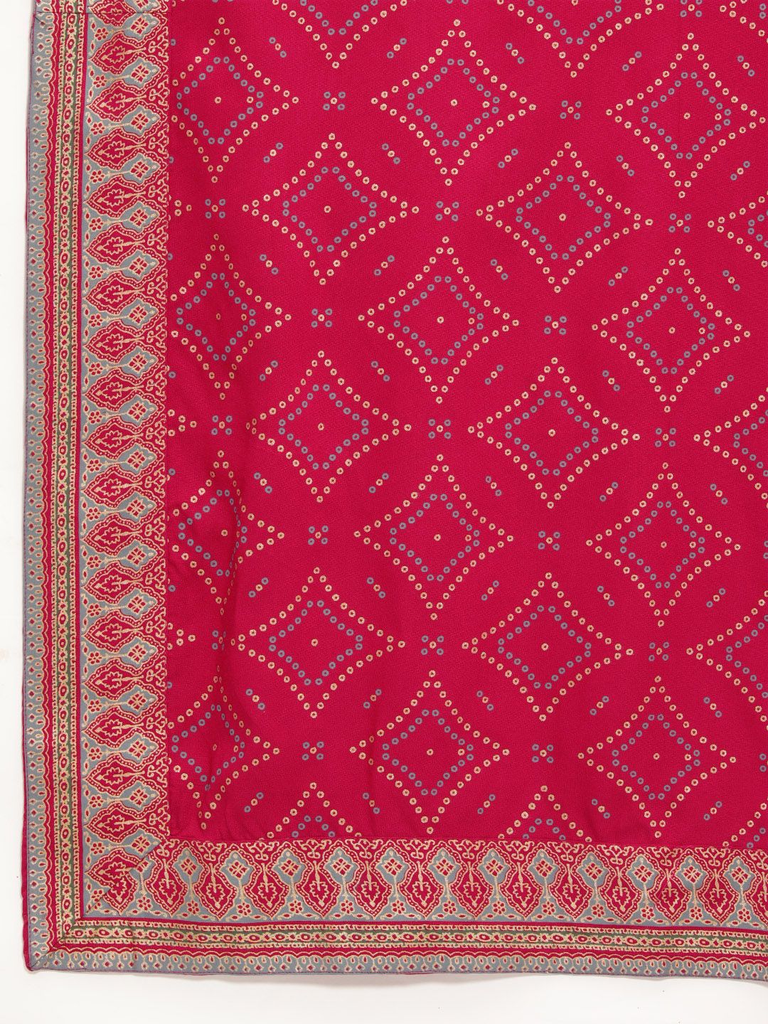 Ode by House of Pataudi Women Pink Bandhani Kurta with Trousers & With Dupatta - Distacart