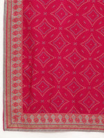 Thumbnail for Ode by House of Pataudi Women Pink Bandhani Kurta with Trousers & With Dupatta - Distacart