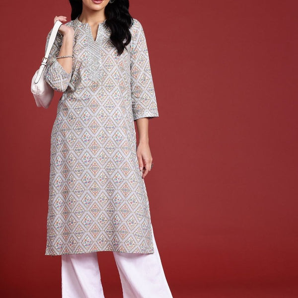 Anouk Women Floral Printed Gotta Patti Kurta - Distacart