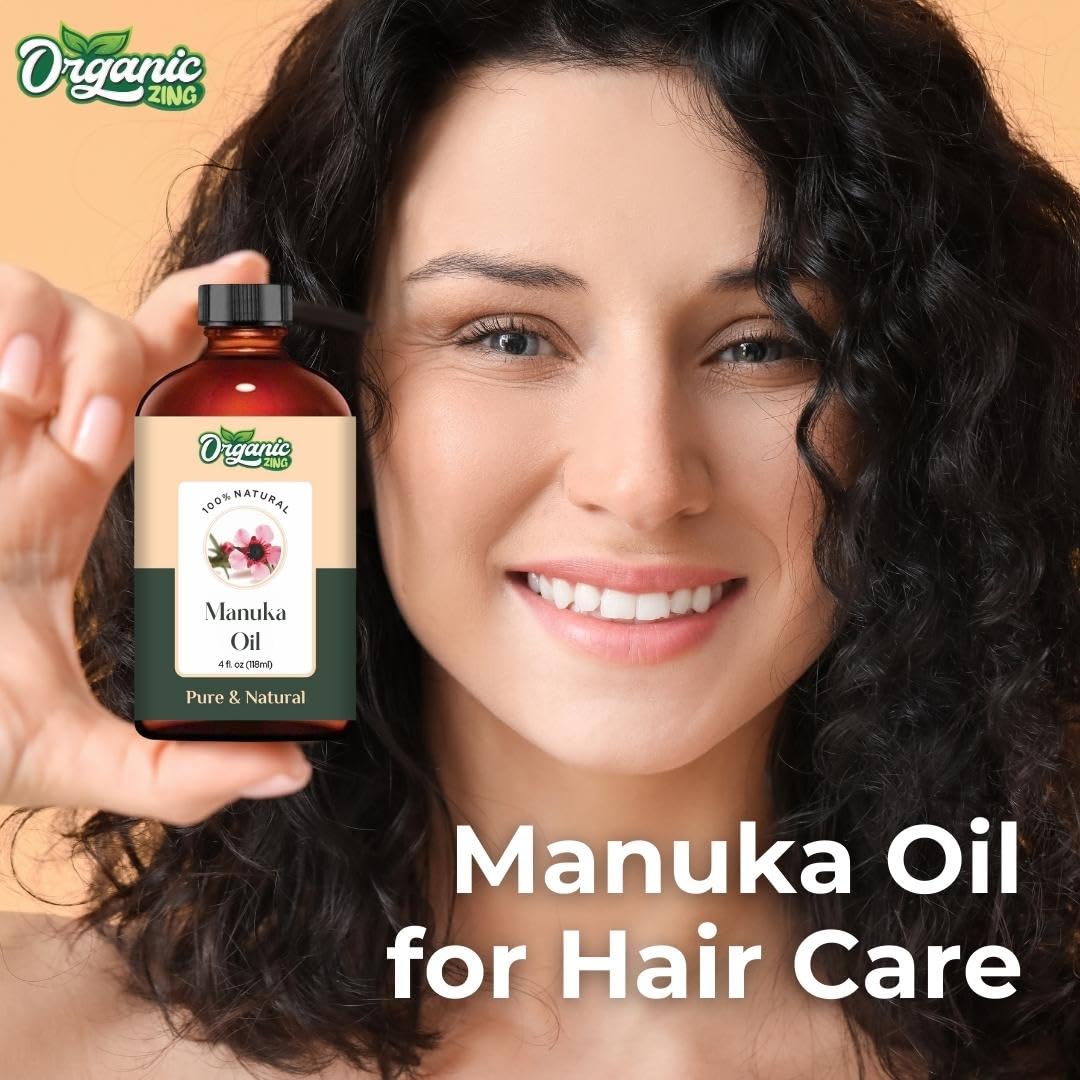 Organic Zing Manuka (Leptospermum scoparium) Oil | Pure & Natural Oil for Skin Care. Hair Care, Aroma & Diffusers