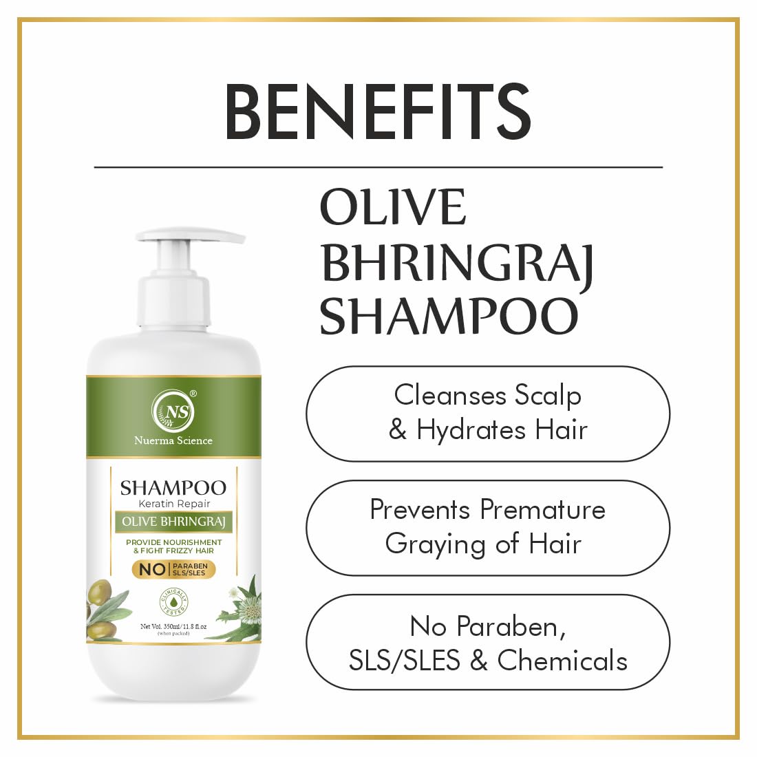 Nuerma Science Keratin Repair Natural Hairfall Control Olive Bhringraj Shampoo - Distacart