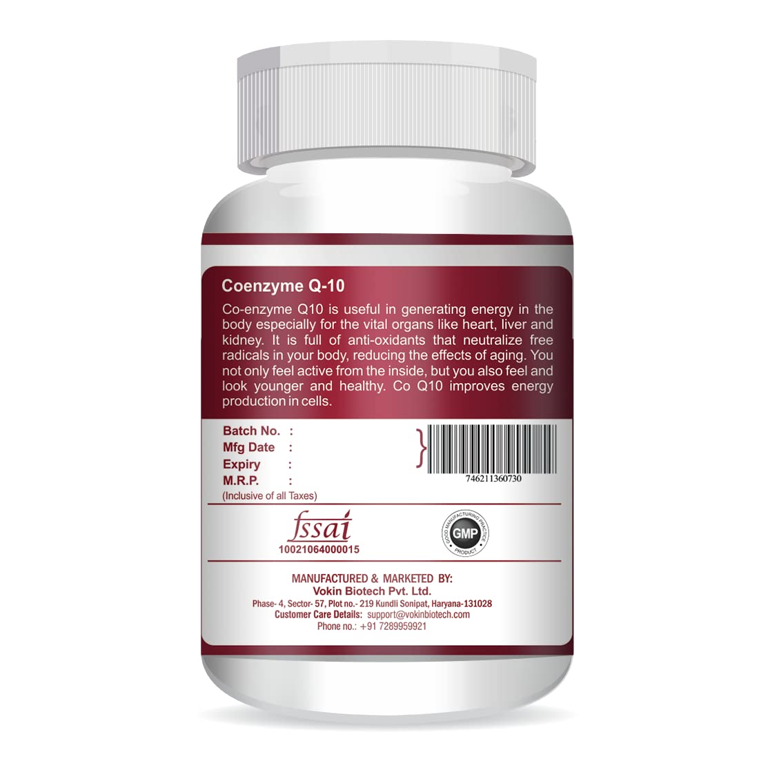 Vokin Biotech Natural Coenzyme Q-10 Rich in Antioxidant, Support Heart Health & Boosts Energy 250 mg (60 Tablets)