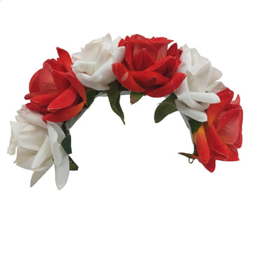 Orange & White Velvet Rose Gajra - Distacart