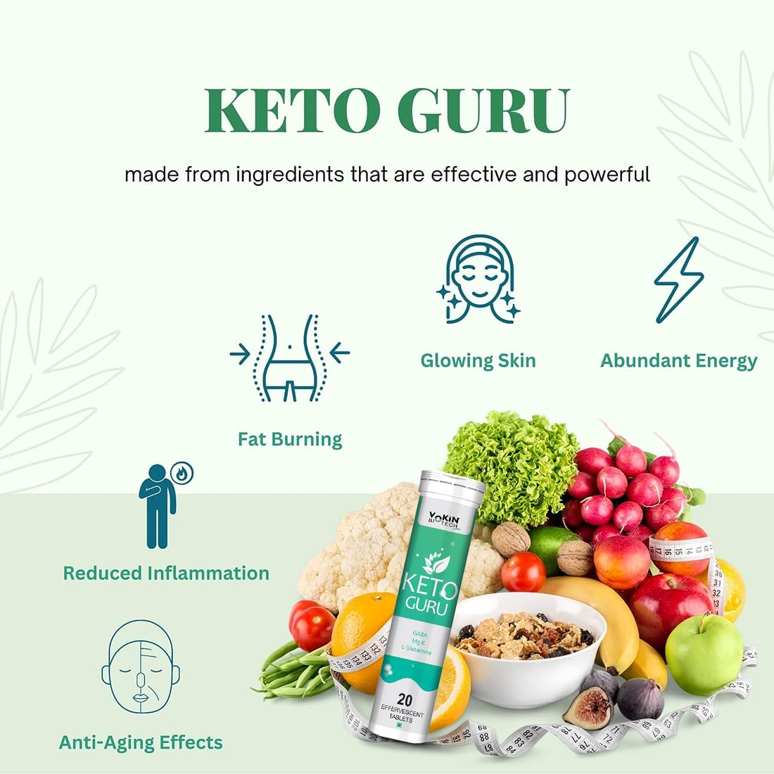 Vokin Biotech Keto Guru Tablets For Weight Loss 60 Tablets (Keto Guru With Keto Guru Water Soluble)
