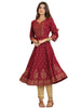 Juniper Women's Maroon Ethnic Motif Printed Rayon Kurta With Sequins - Distacart