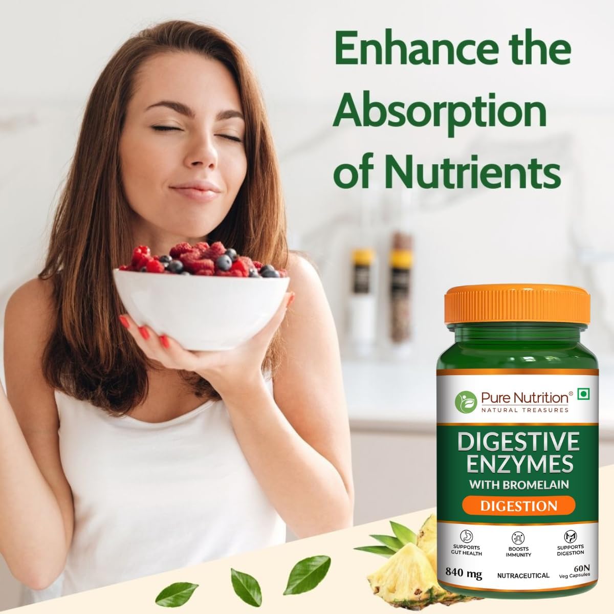 Pure Nutrition Digestive Enzymes with Bromelain Veg Capsules