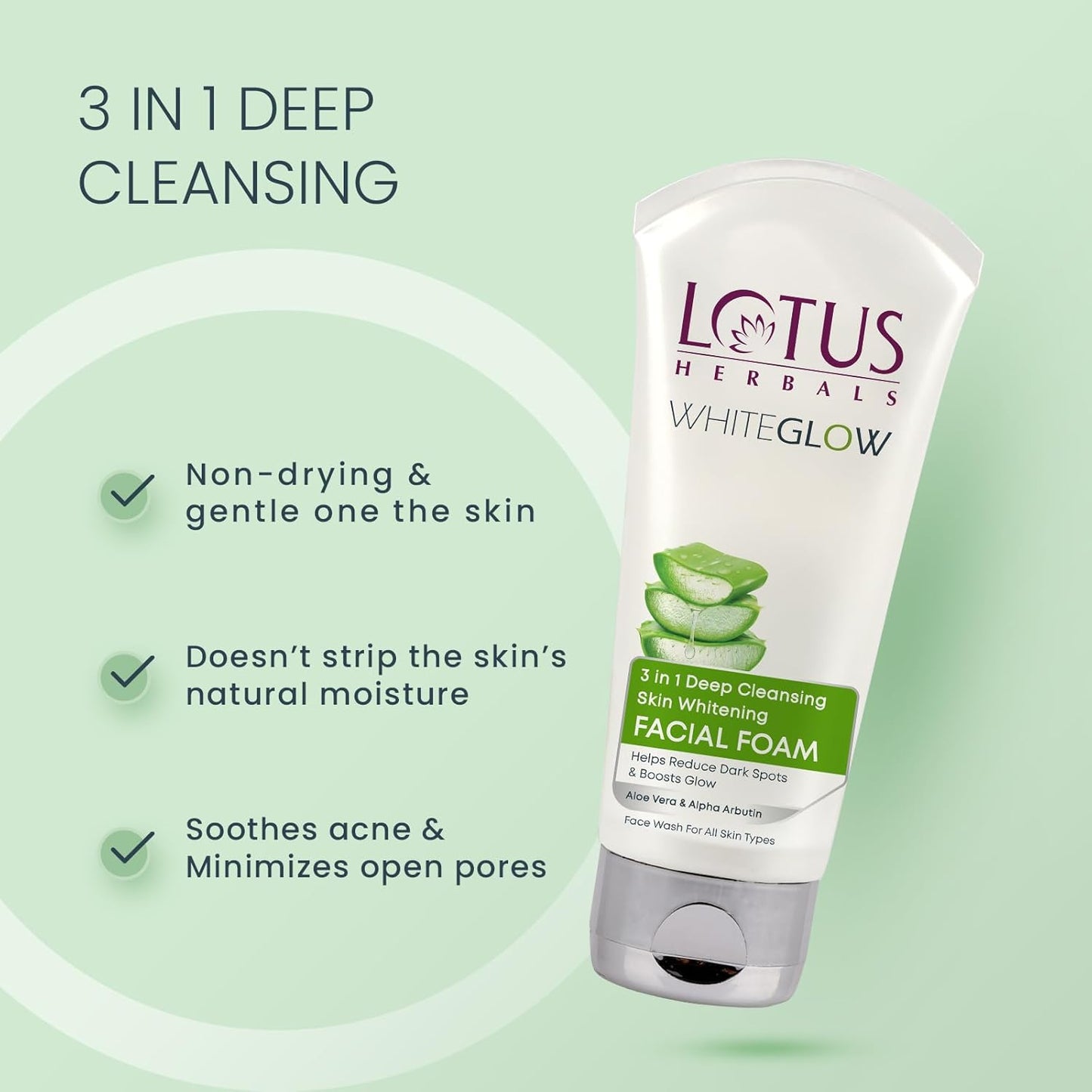 Lotus Herbals WhiteGlow 3-In-1 Deep Cleansing Skin Whitening Face Wash - Distacart
