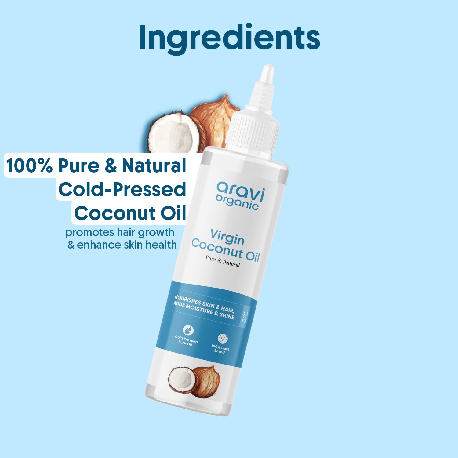Aravi Organic 100% Pure Extra Virgin Cold Pressed Coconut Oil