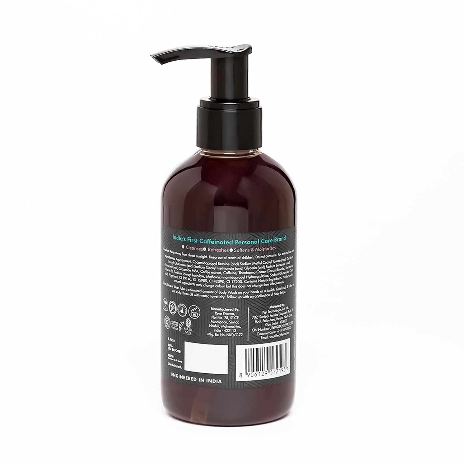 mCaffeine Coffee Body Wash with Cocoa for Refreshed & Moisturized Skin | Irresistible Chocolate Aroma | Vitamin E Rich Body Cleanser for Supple Skin | Sulphate Free Body Wash for Men & Women - 200 ml