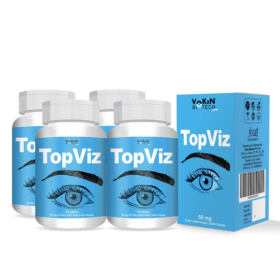 Vokin Biotech Topviz Eye Care Supplement To Improve Vision, Blue Light & Digital Guard (Lutein, Zeaxanthin) - Distacart