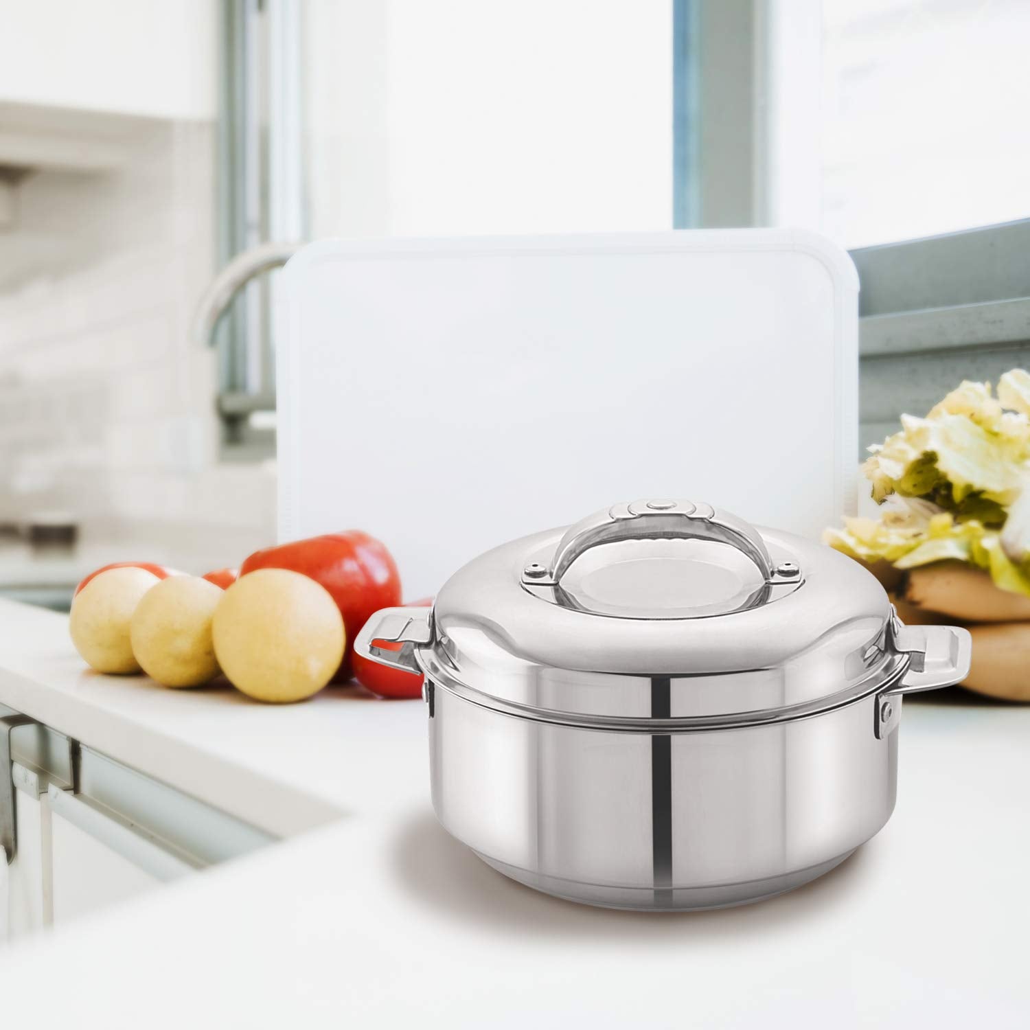 CELLO Maxima Insulated Casserole Hot Pot For Kitchen 1350ml, Silver