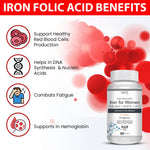 Thumbnail for Vokin Biotech Iron Supplement for Women -100% Chelated - With Vitamin B12, Folic Acid & Vitamin C for High Absorption (90 Veg Capsules)