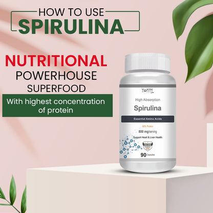 Vokin Biotech Spirulina- Support Heart Health and Liver Health -800mg (90 Capsules)