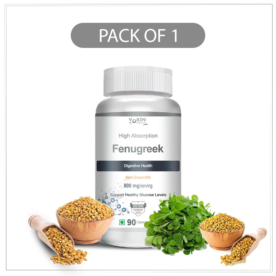 Vokin Biotech Fenugreek Seed Extract Supplement 500mg, Silymarin Extract 300mg Support Healthy Glucose Levels,90 capsules