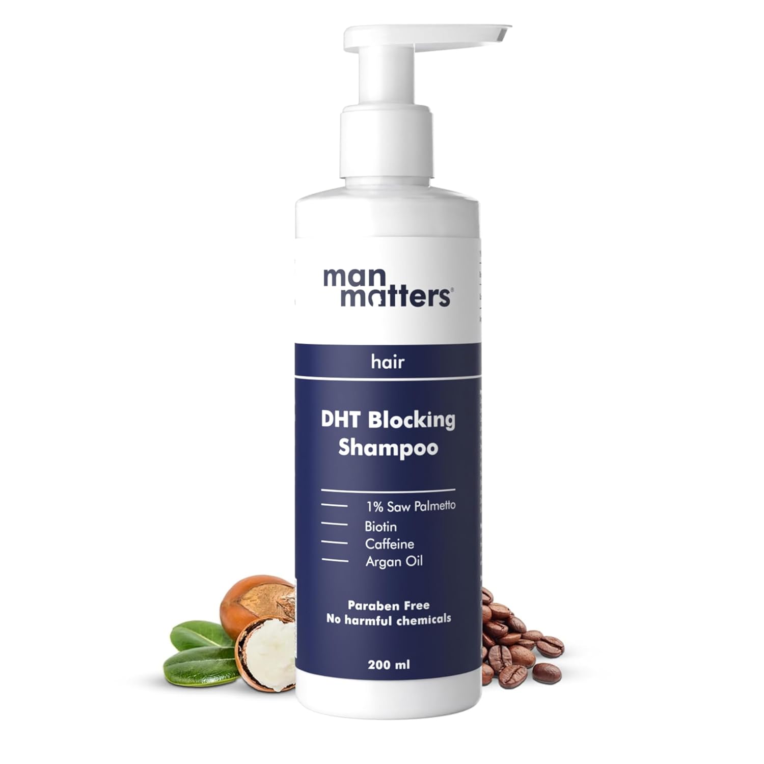 Man Matters Anti Hair Fall DHT Blocking Shampoo With Argan Oil, Biotin, Caffeine - Distacart