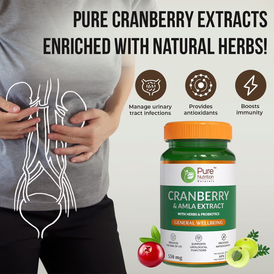 Pure Nutrition Cranberry & Amla Extract Veg Capsules - Distacart