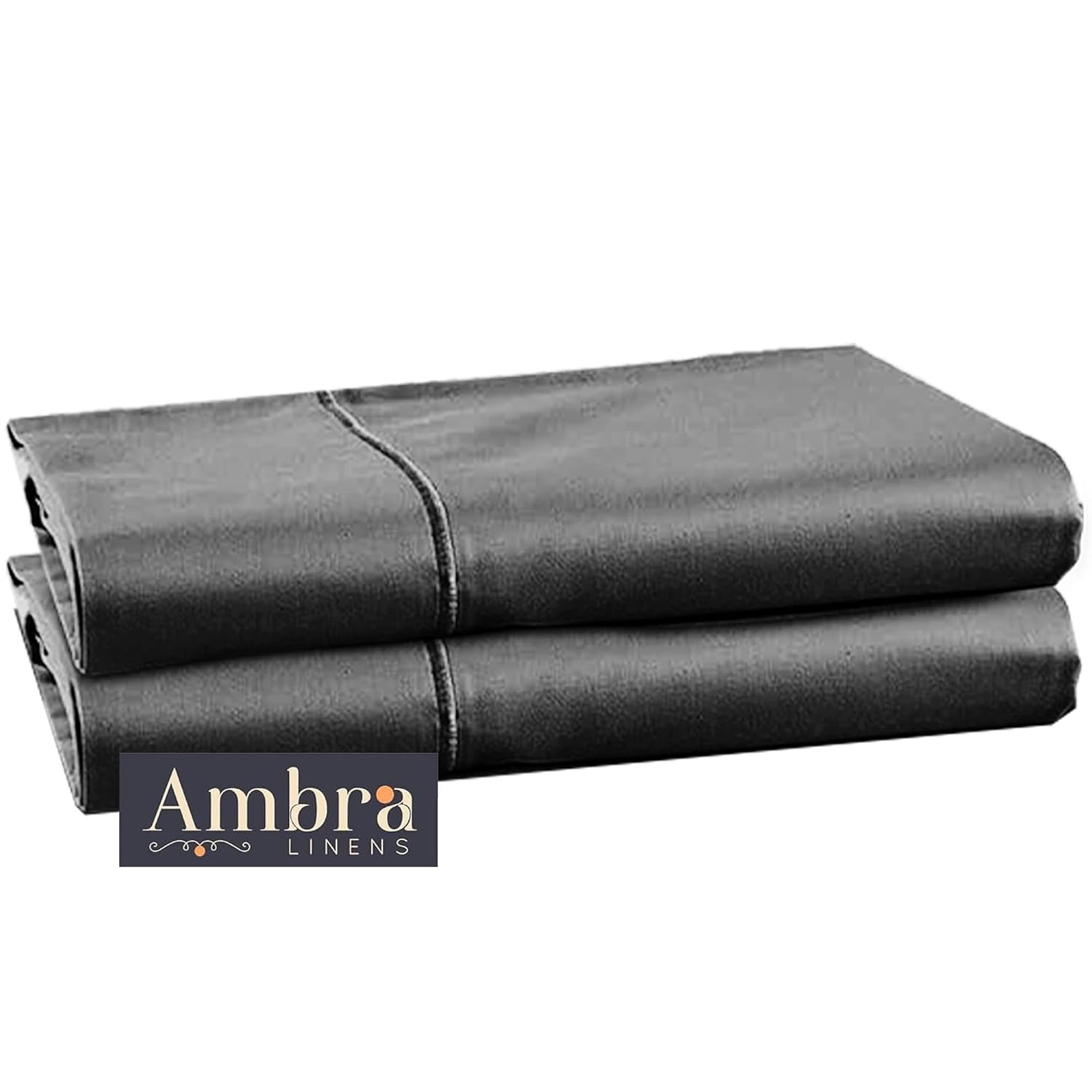 Ambra Linens Ultra Soft Pillow Protectors 400TC Set of 2 Breathable Pillow Covers-Grey - Dista