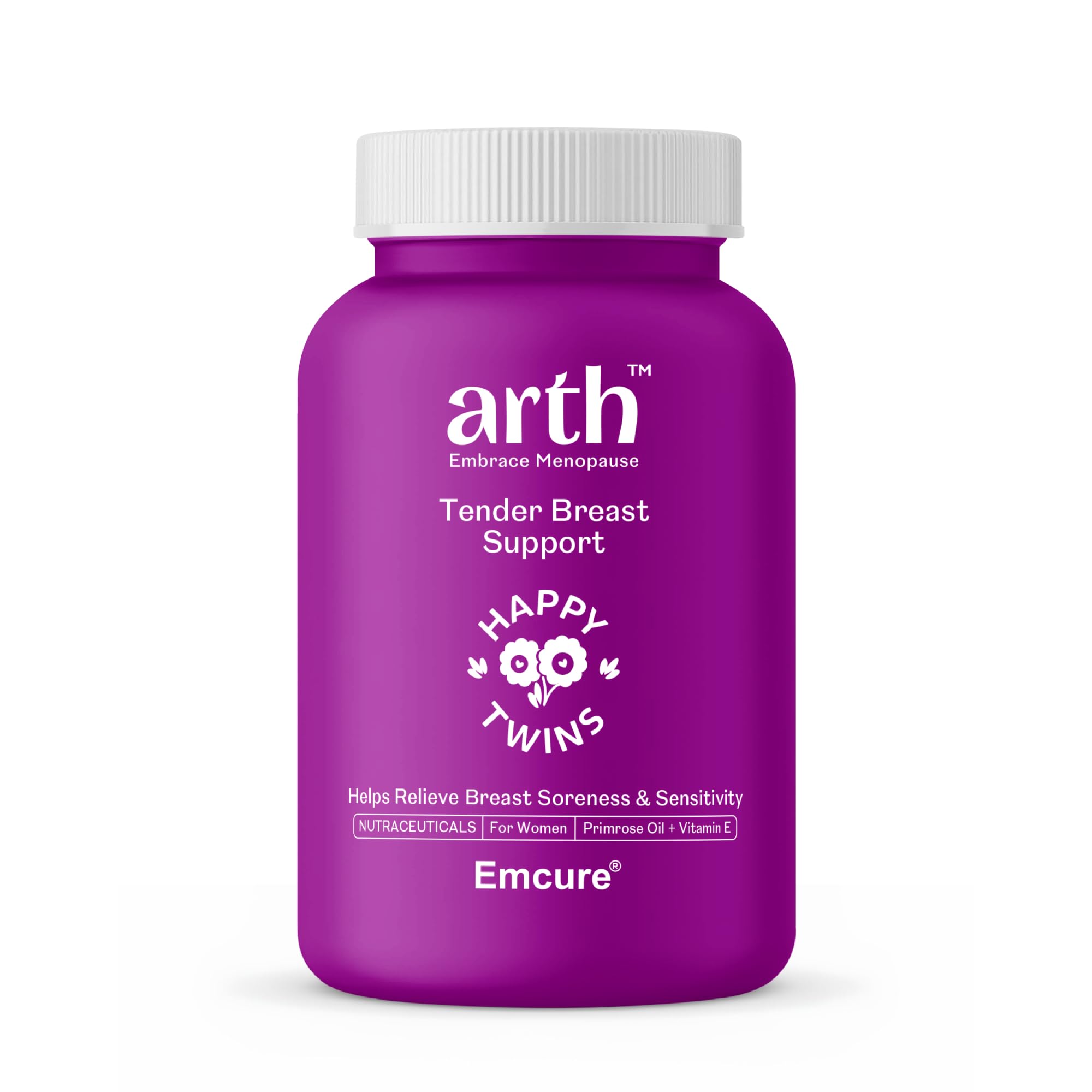 Arth Tender Breast Support, 1000mg Breast Care Capsules | Natural Relief for Breast Discomfort (during hormonal changes) | Helps in breast soreness and sensitivity | Formulated with Evening Primrose Oil, Vitamin E, and Vitamin B6 | 60 Veg Capsules