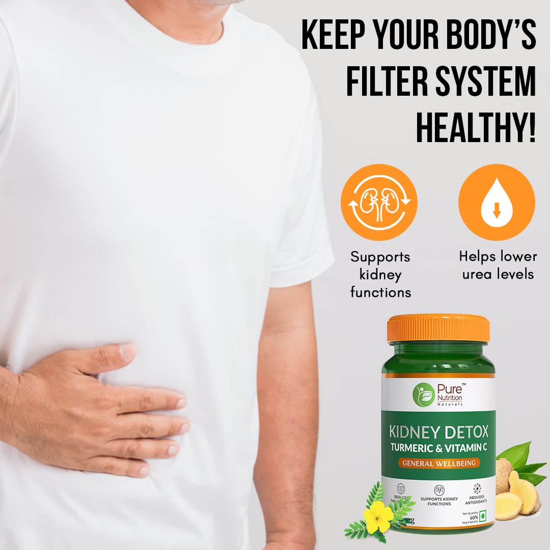 Pure Nutrition Kidney Detox with Turmeric & Vitamin C Veg Capsules - Distacart
