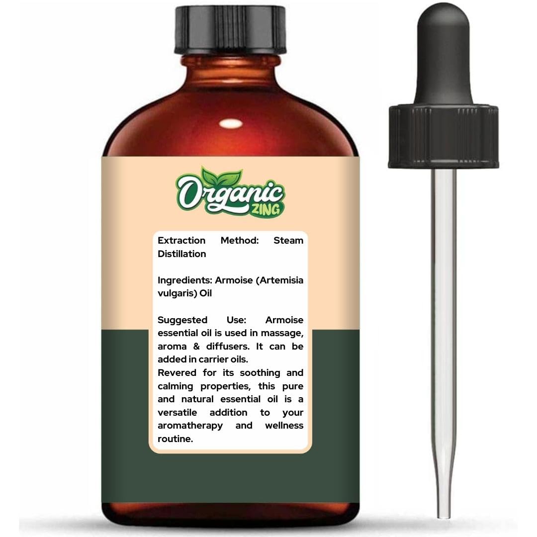 Organic Zing Armoise (Artemisia vulgaris) Oil | Pure & Natural Essential Oil for Massage, Aroma & Diffuser