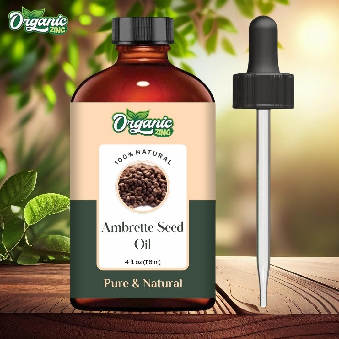 Organic Zing Ambrette Seed (Abelmoschus moschatus) Oil | Pure & Natural Carrier Oil for Skincare, Aroma & Diffusers