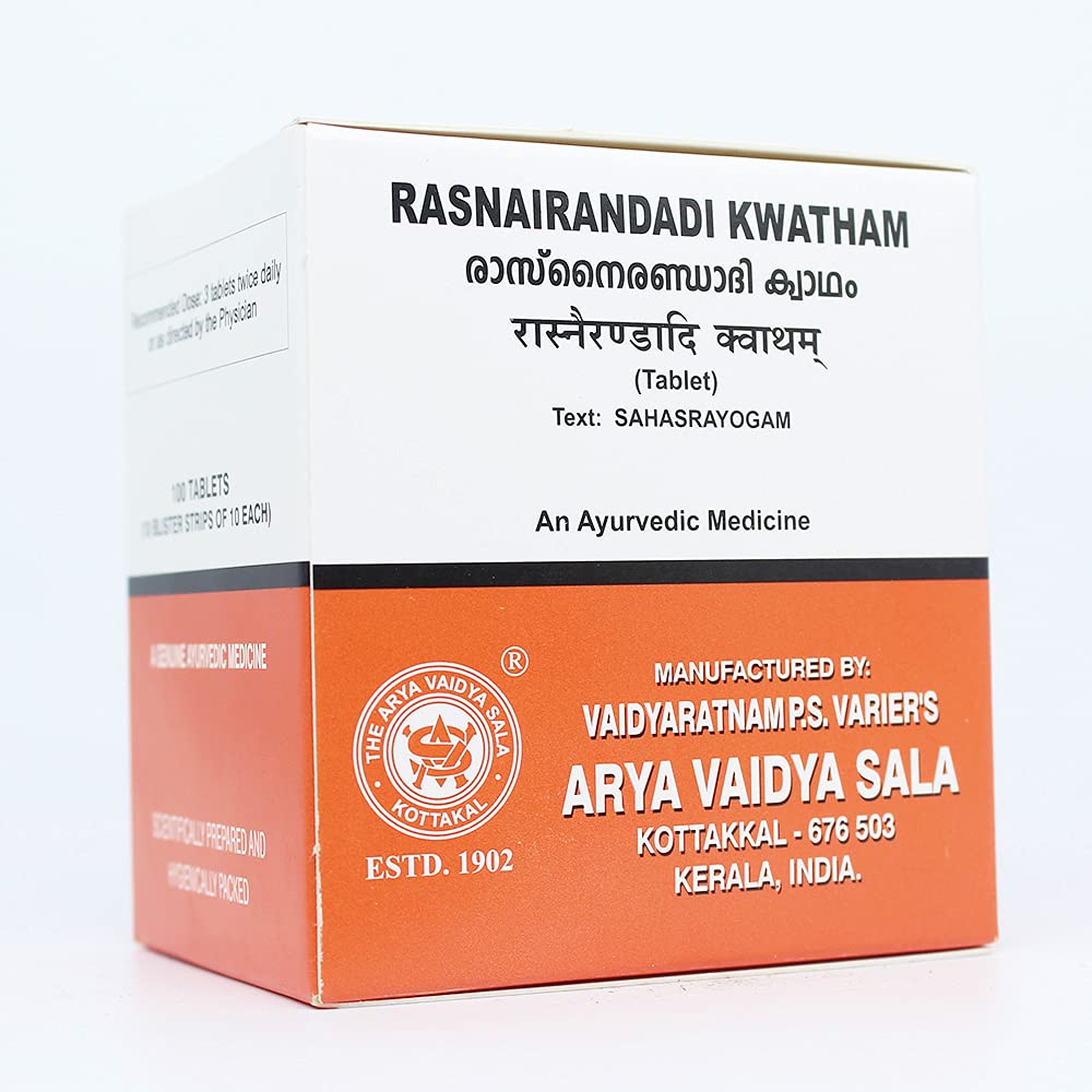 Kottakkal Arya Vaidyasala Rasnairandadi Kwatham Tablets - Distacart