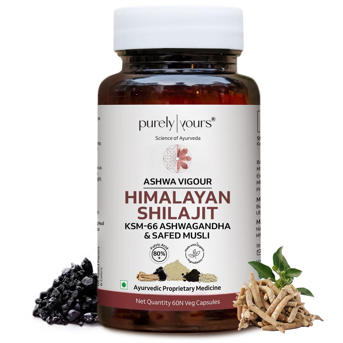 Purely Yours Ashwa Vigour Capsules with KSM 66 Ashwagandha and Safed Musli for Men