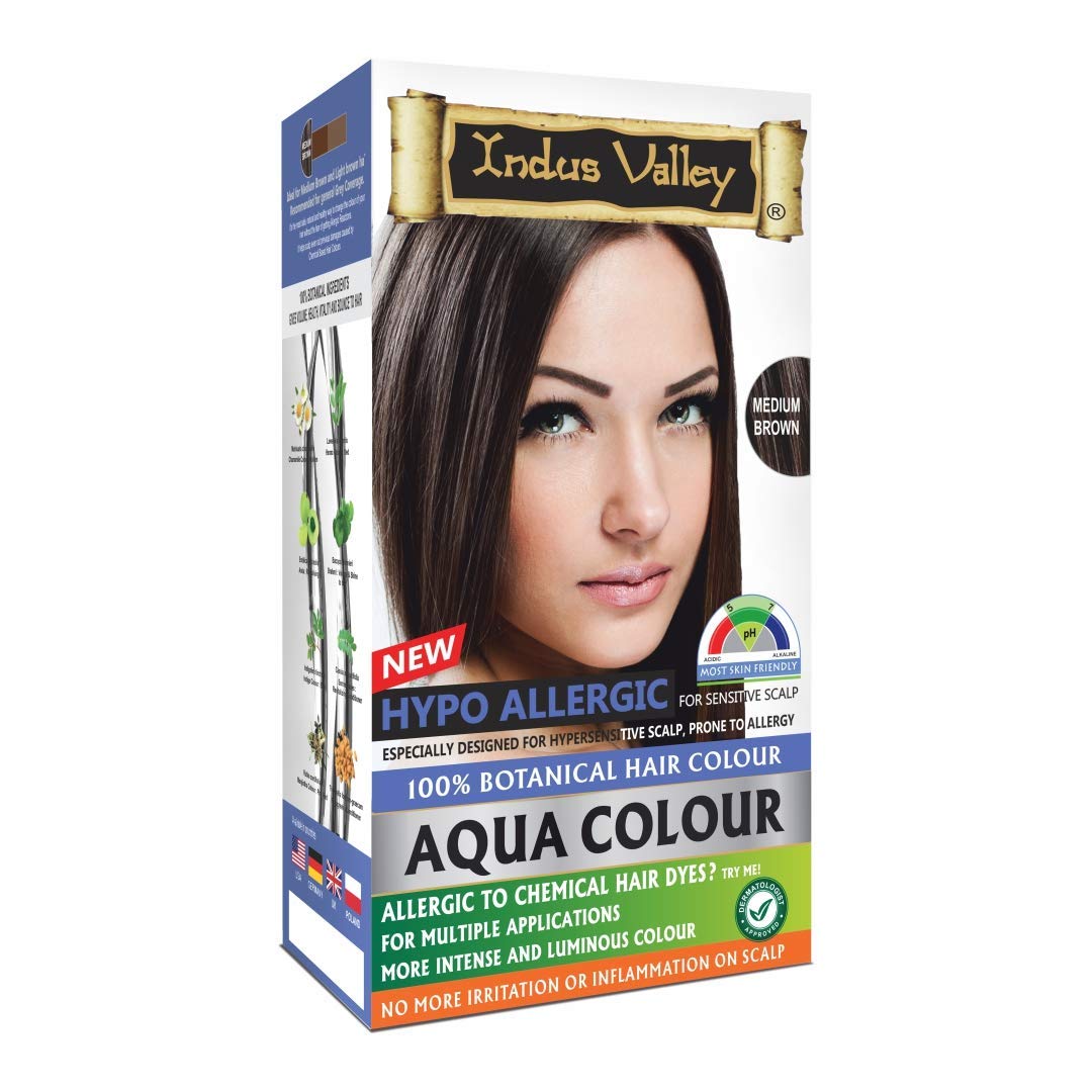 Indus Valley Aqua Hair Color Light Brown Gray Coverage Hair Dye Allergy Free Organic Hair Color