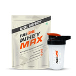Thumbnail for FUELONE Whey Max (Chocolate, / 2.2lbs) with Shaker (Black, 500ml) | Whey Protein Concentrate & Whey Protein Isolate | 27g Protein | Combo Pack