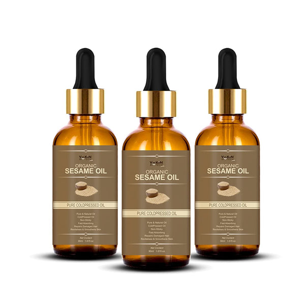 Vokin Biotech Organic Sesame Pure Cold Pressed Oil For Hair, Body, Skin Care, Massage,