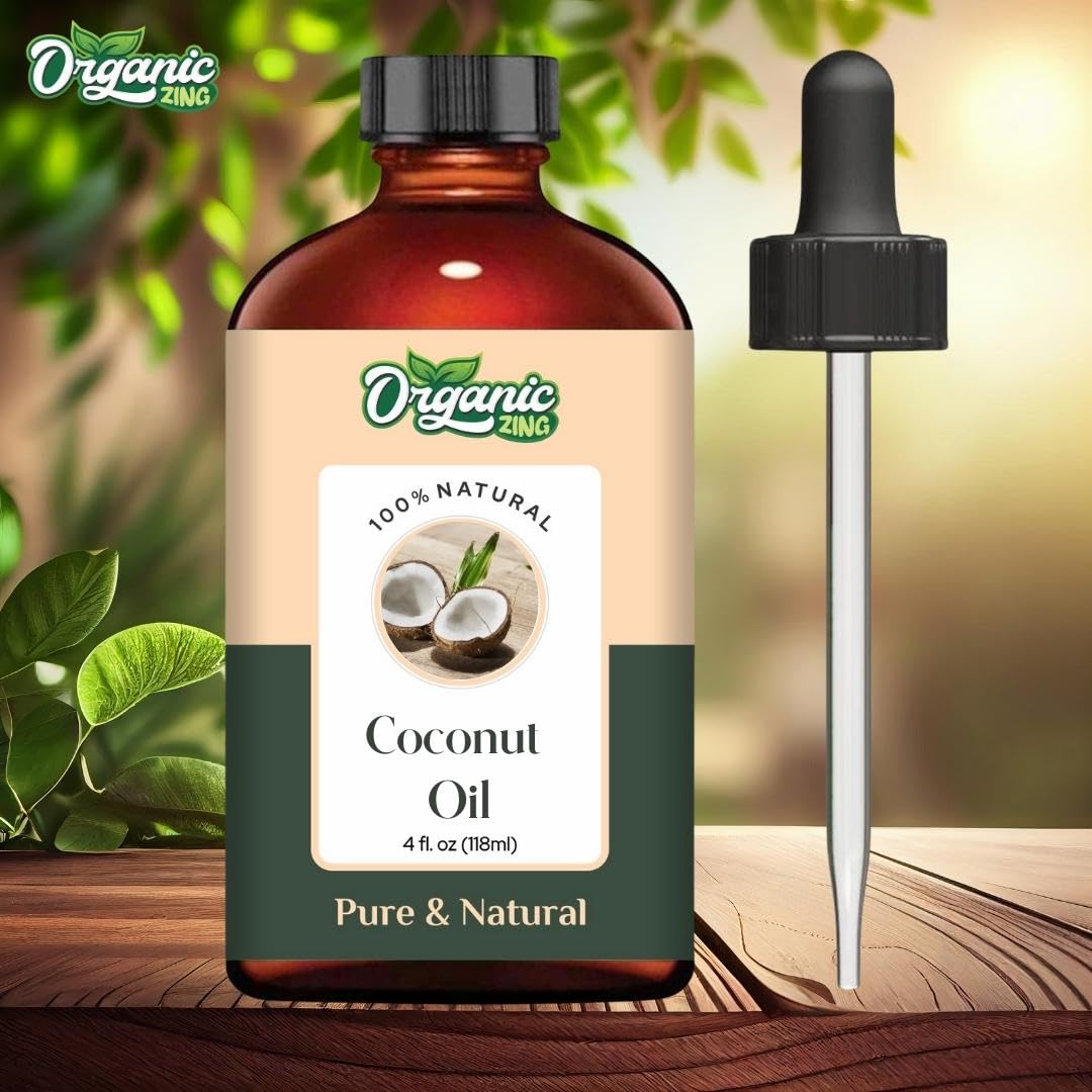 Organic Zing Coconut (Cocos Nucifera) Oil | Pure & Natural Carrier Oil for Skincare, Hair Care and Massage