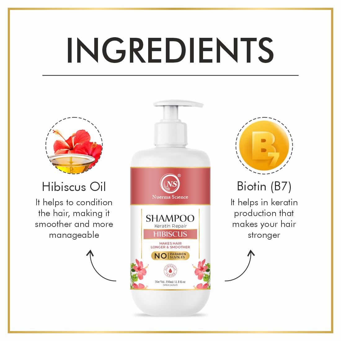 Nuerma Science Hibiscus Hair Shampoo with Keratin Repair (SLS Free)