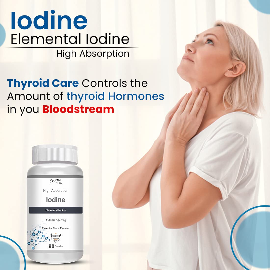 Vokin Biotech Iodine | Supplement to Support The Thyroid and Maintain Healthy Cellular Metabolism | 90 Veg Capsules
