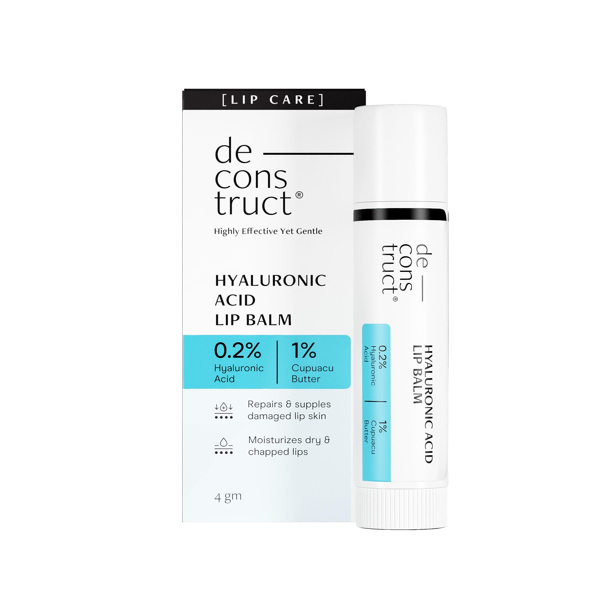 Deconstruct Hyaluronic Acid Lip Balm With 1% Cupuacu Butter - For Fuller lips, Dry Lips, Reduces Flakiness - Distacart