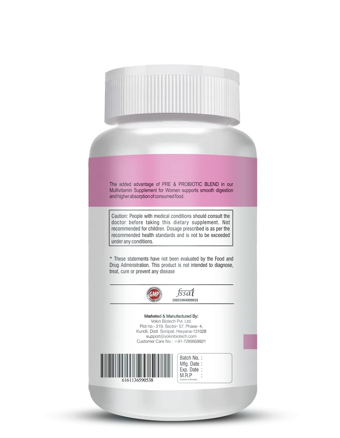Vokin Biotech Multivitamin with Probiotics, With Vitamin C, Vitamin B, Vitamin D, Zinc, Supports Immunity and Gut health, For (Multivitamin For Women) (90 Tablets)