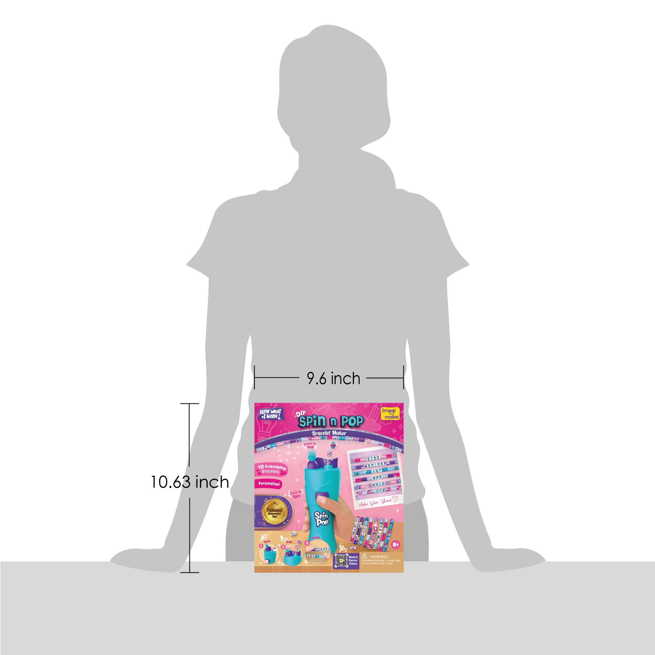 Imagimake Spin n Pop DIY Bracelet Making Kit | Patented Electric Bracelet Maker | Ages 8-13 | Create 10 Unique Bracelets with Shiny Foil Beads, Alphabet Beads & Clasps for Teen Girls