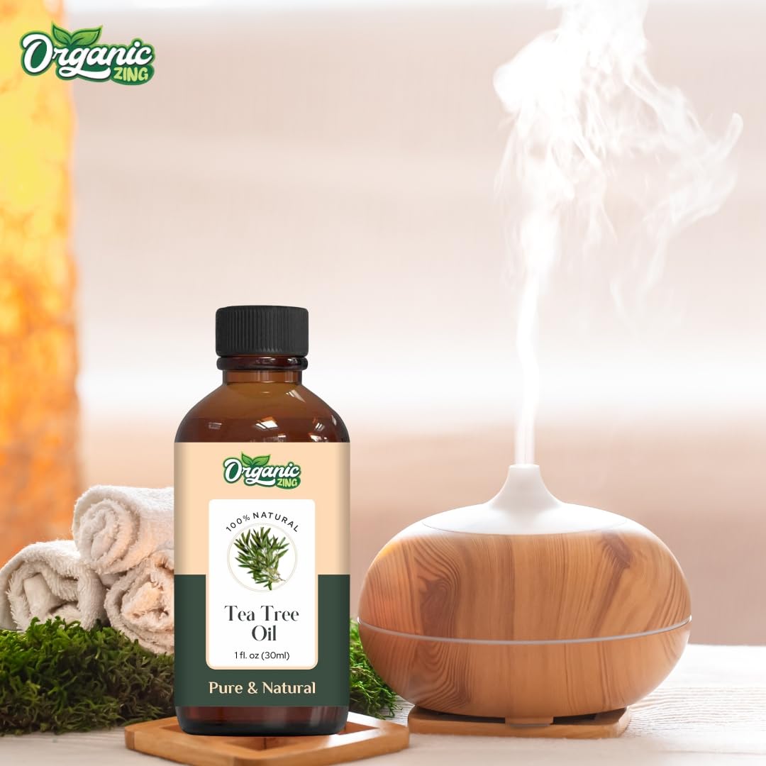 Organic Zing Tea Tree (Melaleuca Alternifolia) Oil | Pure & Natural Essential Oil for Aroma, Diffusers, Skincare & Haircare