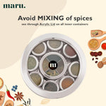 Thumbnail for MARU Steel 12-in-1 Spice Box For Kitchen, Durable Masala Dani with Middle Partition Container - Dista