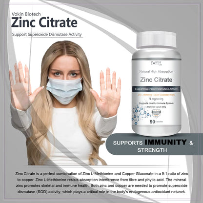 Vokin Biotech Zinc Citrate Supports Healthy Immune system (90 Capsules)