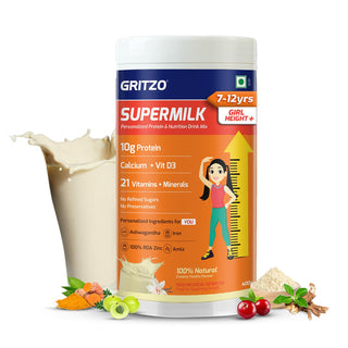 Gritzo SuperMilk Height+ (7-12y Girls), 10g Protein (Creamy Vanilla) - Distacart