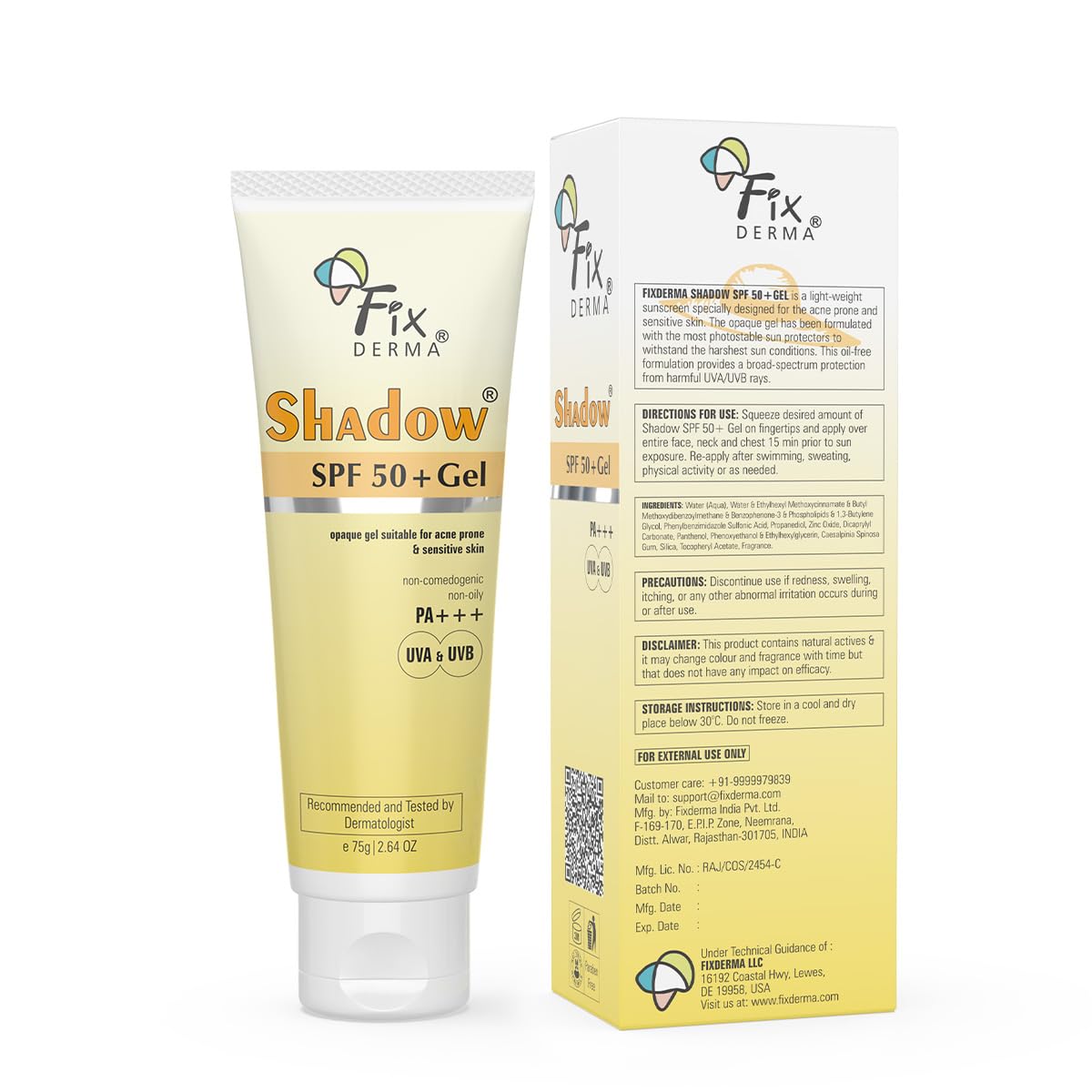Fixderma Shadow SPF 50+ Gel For Oily Skin - Distacart