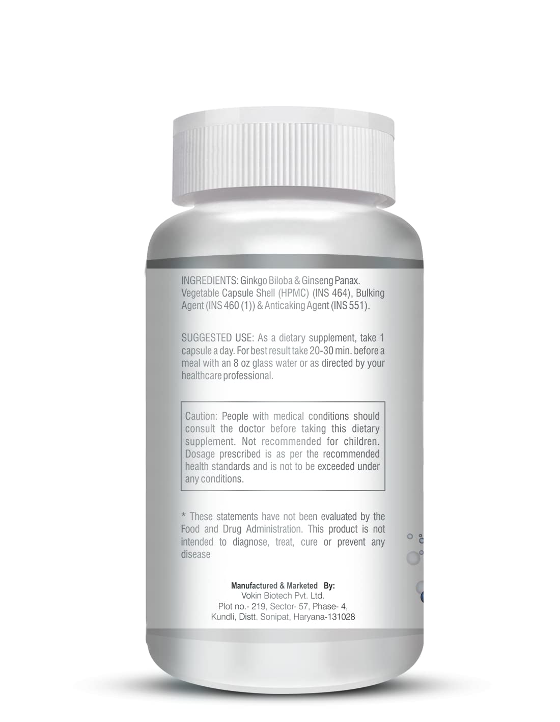 Vokin Biotech Ginseng Ginkgo Extract For Blood Circulation 90 Veg Capsules